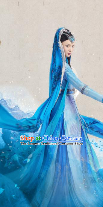 Chinese Historical Drama The Eternal Love Ancient Court Princess Lan Yexi Costume and Headpiece for Women