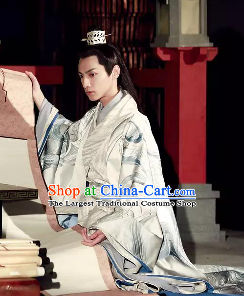Drama Princess Silver Chinese Ancient Emperor of Xi Qi Rong Qi Historical Costume and Headwear for Men