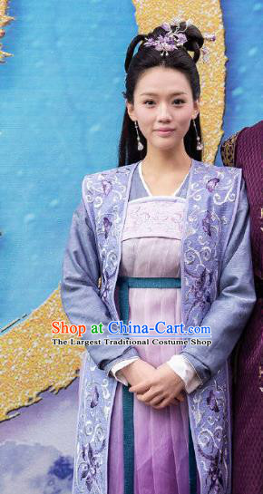 Chinese Ancient Noble Lady Qiao Huixin Hanfu Dress Historical Drama The Love By Hypnotic Costume and Headpiece for Women
