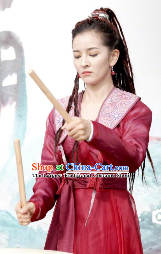 Chinese Ancient Female Swordsman Lu Renyi Hanfu Dress Historical Drama Lovely Swords Girl Costume and Headpiece for Women