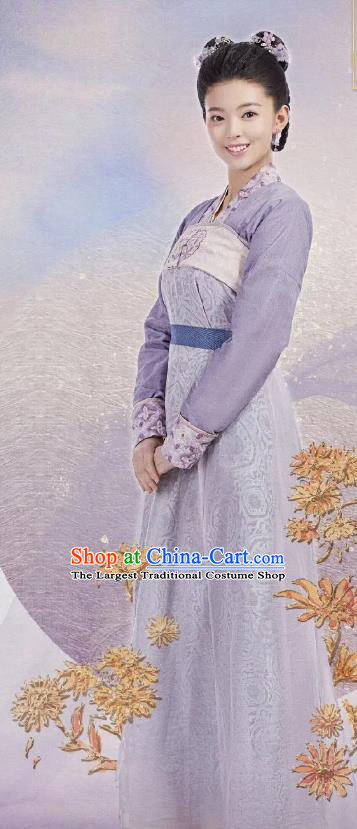 Chinese Ancient Court Maid Tan Li Hanfu Dress Historical Drama The Love By Hypnotic Tang Dynasty Costume and Headpiece for Women