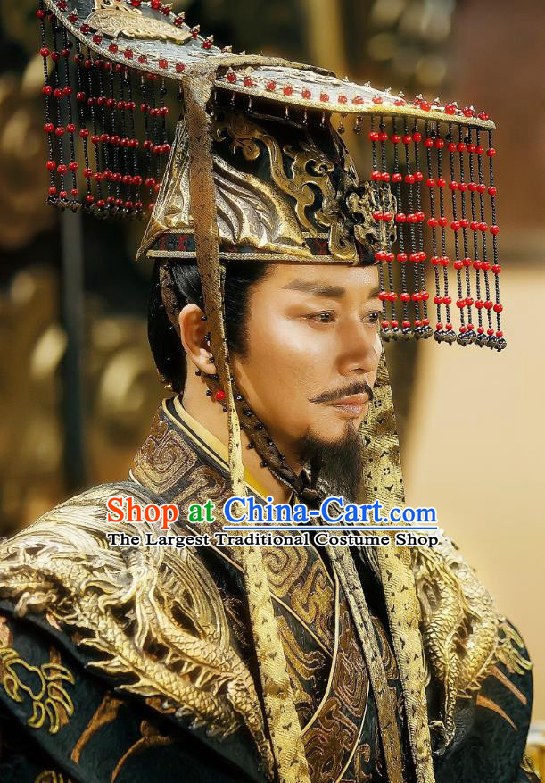 Drama Sword Dynasty Chinese Ancient King Heng Costume and Headpiece Complete Set