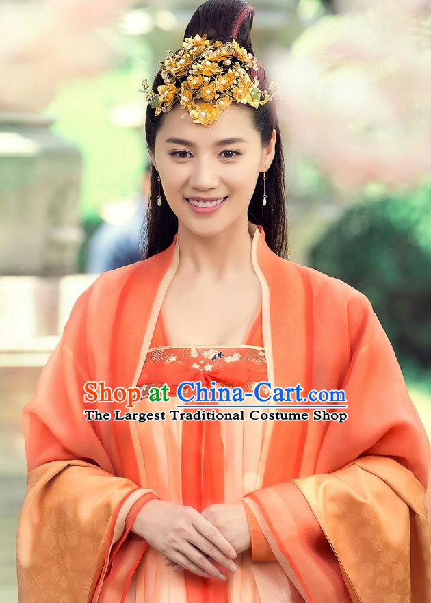 Chinese Ancient Tang Dynasty Royal Infanta Ming Hui Dress Historical Drama An Oriental Odyssey Costume and Headpiece for Women