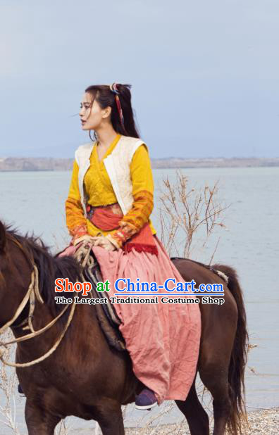 Chinese Ancient Han Dynasty Female Swordsman Ji Jiang Dress Historical Drama Hero Dream Costume and Headpiece for Women