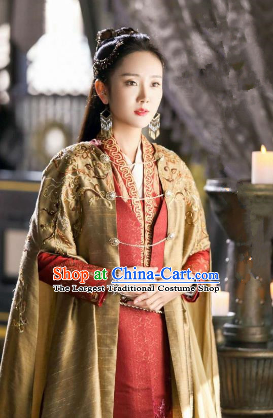 Chinese Ancient Royal Princess Xi Yue Dress Historical Drama The Legend of Jade Sword Costume and Headpiece for Women