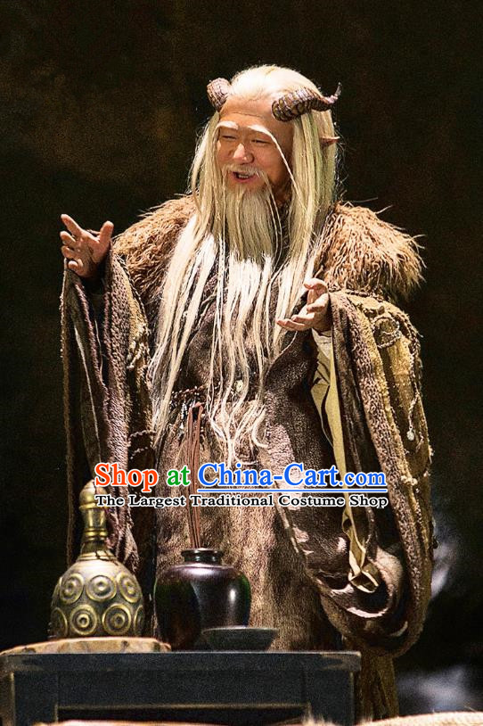 Drama The Legend of Jade Sword Chinese Ancient Taoist Priest Huang Bo Costume and Headpiece Complete Set