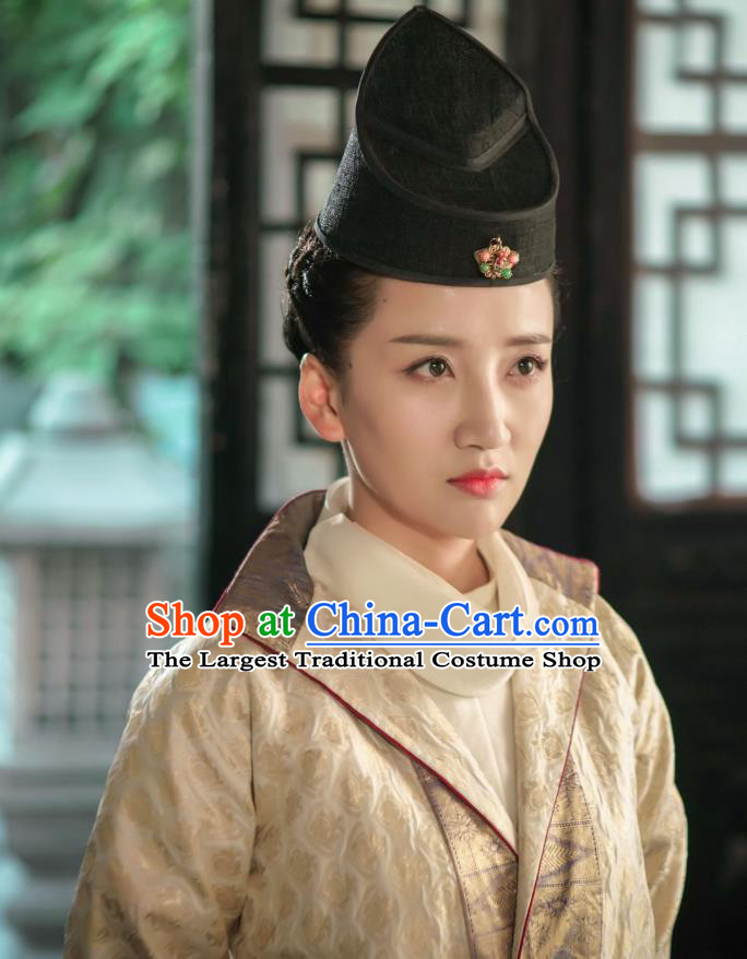 Chinese Ancient Ming Dynasty Female Swordsman Tian Miaowen Dress Historical Drama The Dark Lord Costume and Headpiece for Women
