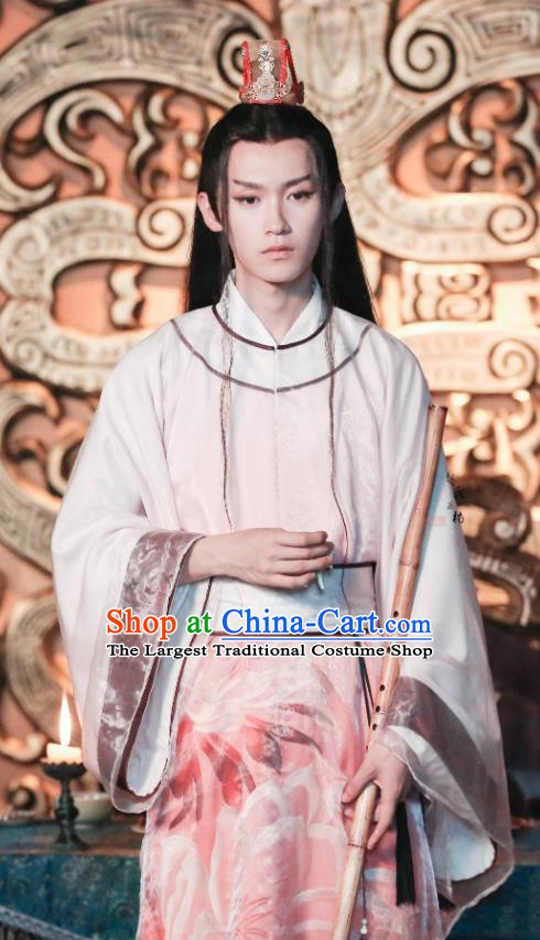 Drama Men with Sword Chinese Ancient Royal Prince Murong Li Costume and Headpiece Complete Set