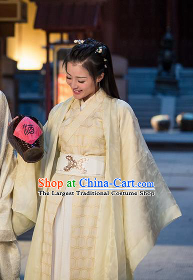 Chinese Ancient Female Swordsman Dress Historical Drama The Taosim Crandmaster Donghuang Feifei Costumes and Hair Accessories