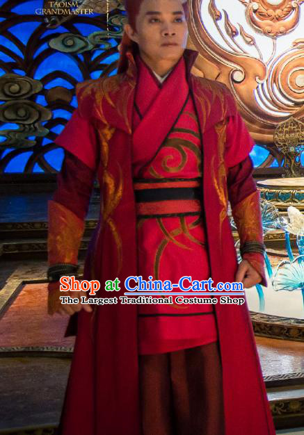 Chinese Ancient Clothing and Hairdo Crown Drama The Taosim Crandmaster Swordsman Red Costumes