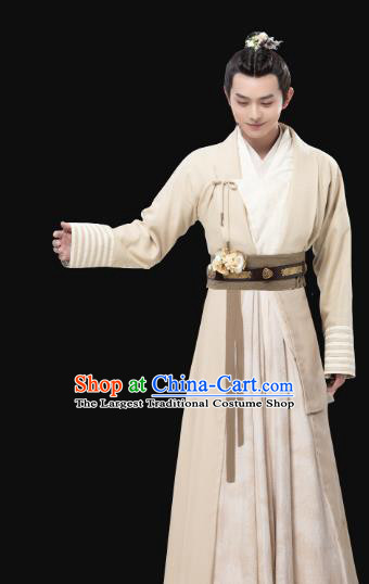 Chinese Ancient Swordsman White Clothing and Headpieces Drama the Birth of the Dream King Zhao Qingfeng Costumes