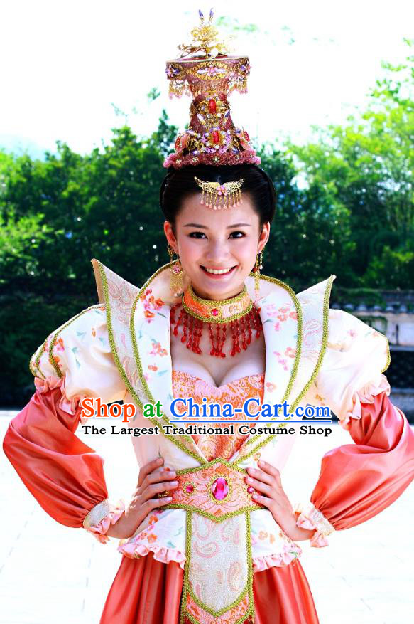 Chinese Ancient Costume Historical Drama Love Amongst War Princess Dai Zhan Dress and Headpiece Complete Set