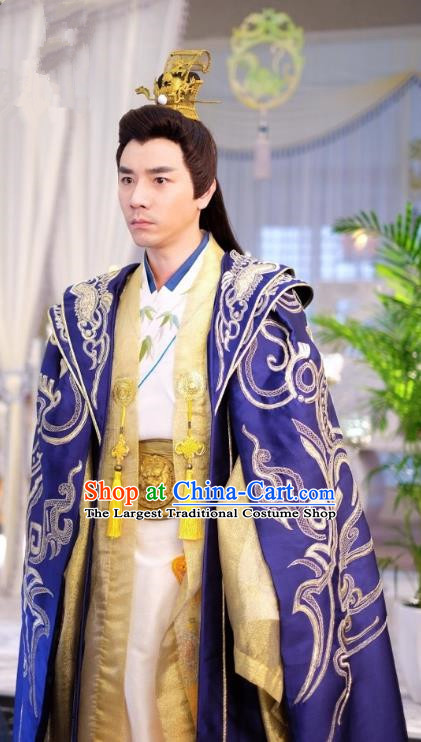 Chinese Ancient Lord Clothing and Golden Hair Crown Drama Cover the Sky Prince Su Gu Costumes