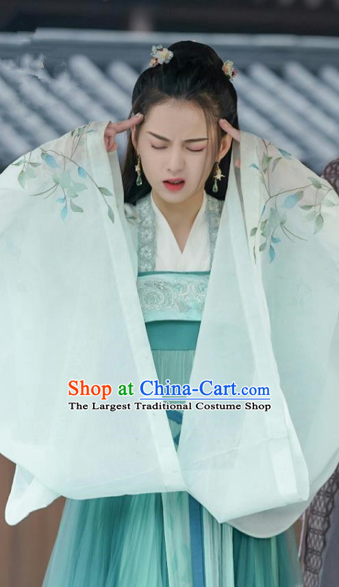 Chinese Ancient Princess Green Dress Apparels Garment and Hair Accessories Drama To Get Her Royal Lady Lin Zhengzheng Costumes