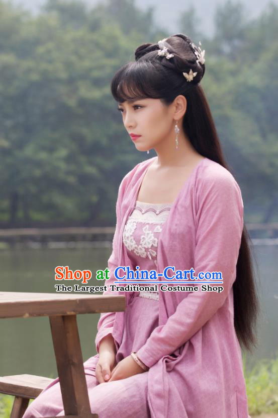 Chinese Ancient Female Cook Dress Apparels Costumes and Headpieces Drama Earth Smoke Sparkle Kitchen Village Girl Hua Erqiao Garment