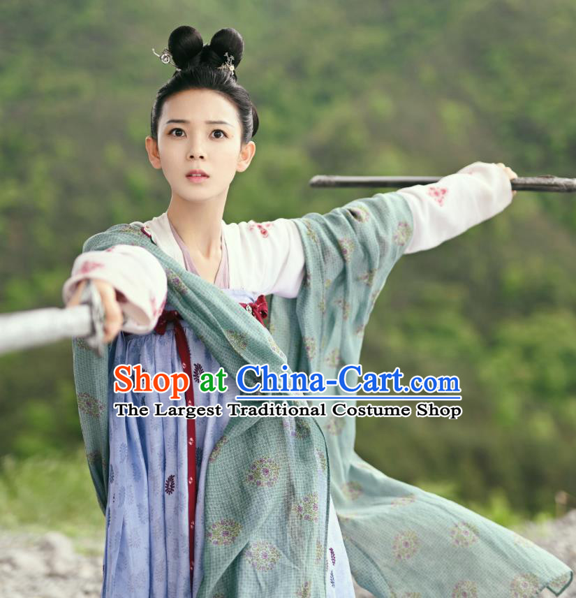 Chinese Ancient Tang Dynasty Hanfu Dress Costumes and Headwear Drama Wu Xin The Monster Killer Liu Qingluan Apparels Garment