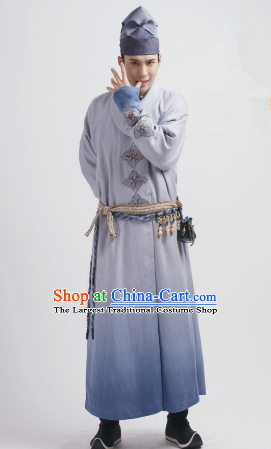 Chinese Ancient Taoist Garment and Hat Drama Wu Xin The Monster Killer Tang Dynasty Swordsman Apparels Clothing