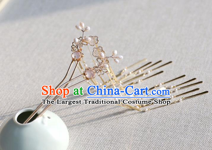 Chinese Ancient Golden Tassel Hair Clips Jewelry Headwear Hair Accessories Hairpin for Women