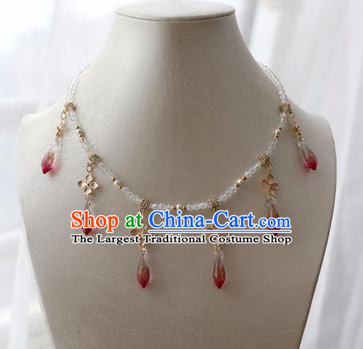 Chinese Ancient Princess Red Crystal Necklace Women Accessories Tassel Necklet Jewelry
