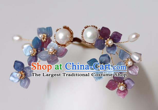 Chinese Ancient Purple Flowers Hairpin Headwear Women Hair Accessories Ming Dynasty Hair Clip