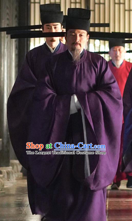 Chinese Ancient Song Dynasty Official Garment Clothing and Hat Drama Serenade of Peaceful Joy Prime Minister Yan Shu Apparels