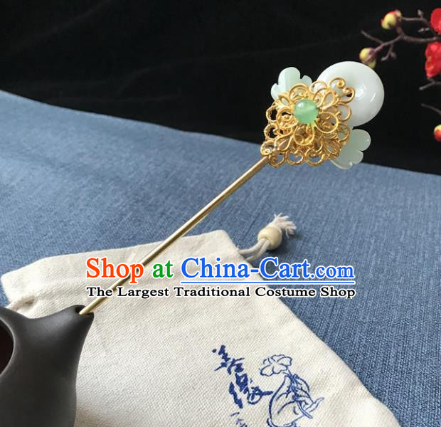 Chinese Ancient Women Jade Hair Clip Handmade Hairpin Headwear Hanfu Hair Accessories