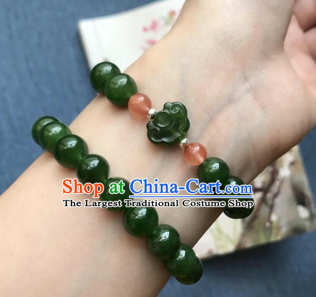 Chinese Ancient Hanfu Jade Bangle Wristlet Accessories Jade Cloud Bracelet Jewelry