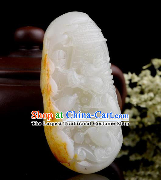 Chinese Ancient Carving Jade Fish Dragon Accessories Jade Craft Jade Handgrip