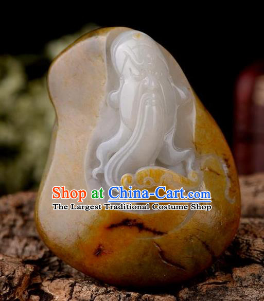 Chinese Ancient Carving Guan Yu Jade Accessories Jade Handgrip Hetian Jade Craft