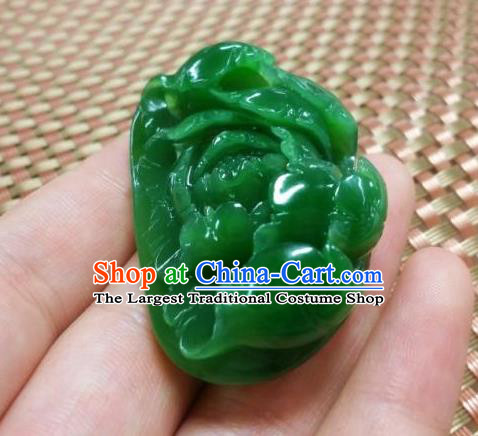 Chinese Ancient Carving Peony Jade Accessories Jade Handgrip Hetian Jade Craft Pendant