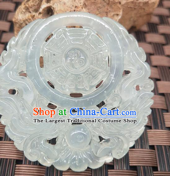 Chinese Handmade Jade Label Craft Hetian Jade Carving Dragon Necklace Accessories Pendant