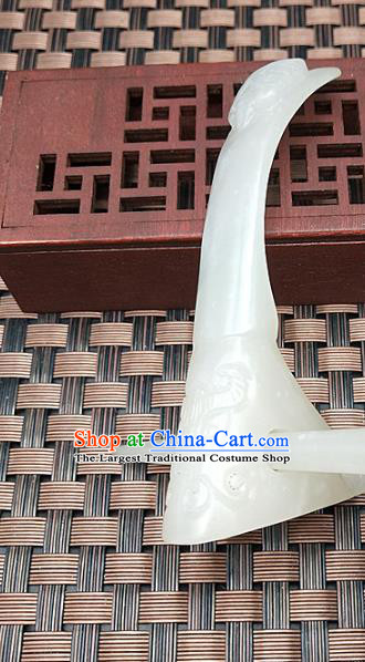 Chinese Ancient Scholar White Jade Hairdo Crown Headwear Hair Accessories Hanfu Hetian Jade Hairpin