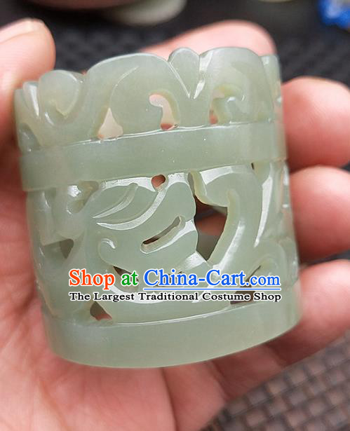 Chinese Ancient Hetian Jade Carving Hairdo Crown Headwear Hanfu Jade Hairpin Scholar Hair Accessories