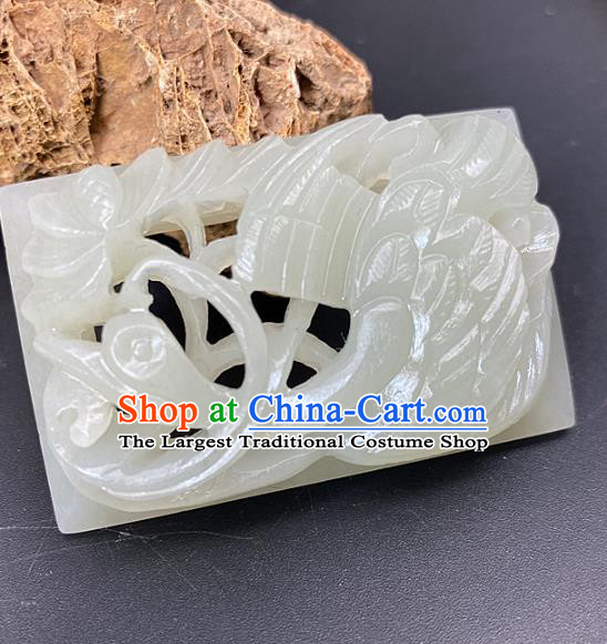 Chinese Ancient Carving Swan Jade Accessories Hetian Jade Pendant White Jade Craft