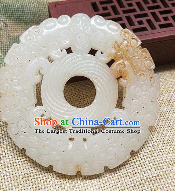 Chinese Handmade Jade Craft Jade Label Necklace Accessories Carving Dragon Jade Handgrip Ring Pendant