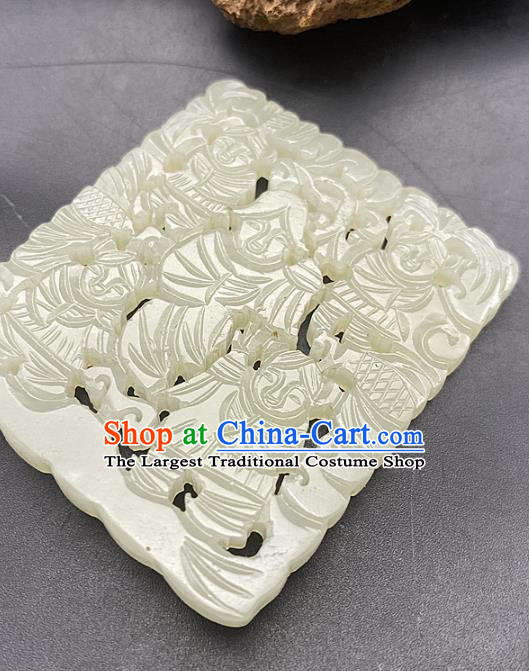 Chinese Ancient Carving Children Jade Accessories Hetian Jade Pendant White Jade Pierced Craft