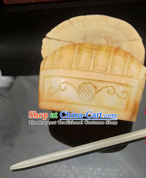 Chinese Ancient Emperor Jade Headwear Hanfu Hair Accessories Hairpin Jade Hairdo Crown