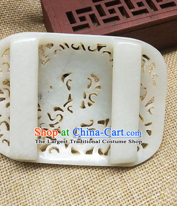 Chinese Ancient Hanfu Jade Belt Knot Accessories Men Carving Dragon Jade Jewelry Ornaments