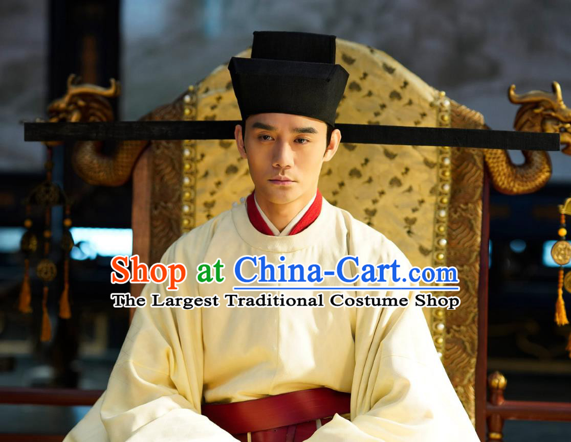 Ancient Chinese Song Dynasty Emperor Garment Historical Costumes and Headwear Drama Serenade of Peaceful Joy Renzong Wang Kai Imperial Robe