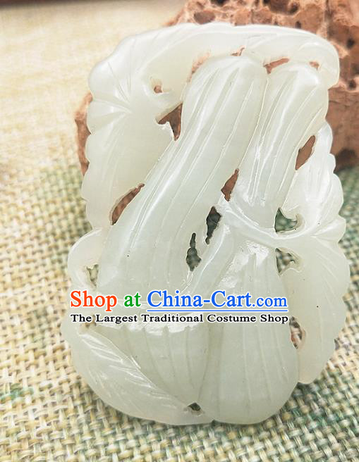 Chinese Jade Carving Necklace Accessories Handgrip Craft Handmade Jade Jewelry Jade Towel Gourd Pendant