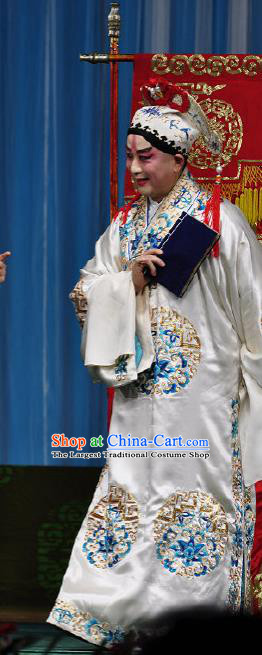 Chinese Peking Opera Costumes The Huarong Path Chancellor Cao Cao Garment and Hat Complete Set