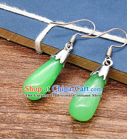 Chinese Ancient Hanfu Green Jade Earrings Jade Jewelry Jadeite Ear Accessories