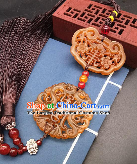 Chinese Handmade Jade Waist Accessories Handgrip Craft Handmade Jade Jewelry Jade Belt Tassel Pendant