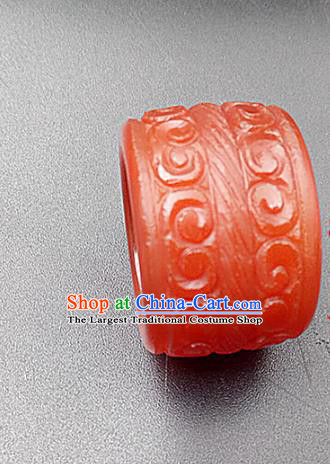 Chinese Ancient Men Hanfu Red Agate Ring Jade Jewelry Jade Finger Accessories
