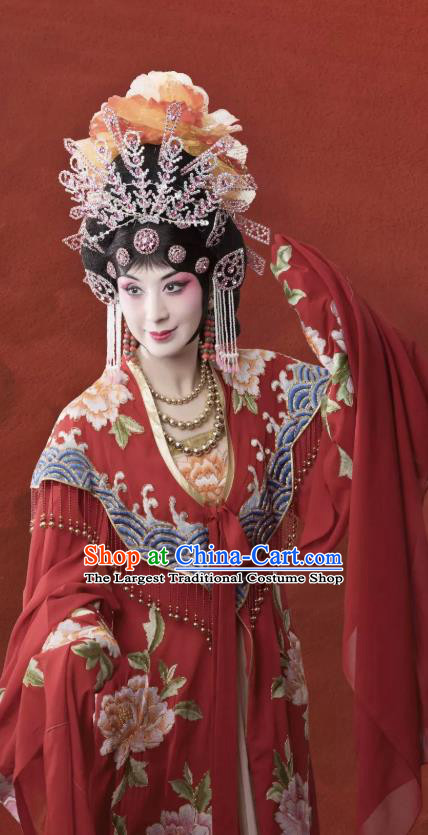 Chinese Peking Opera Hua Tan Garment Costumes the Royal Consort of Tang Female Dan Apparel Dress and Headpieces