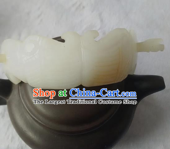 Chinese Ancient Childe White Jade Hairdo Crown Hanfu Hair Accessories Hairpin Headwear