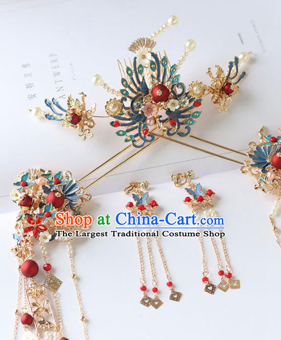 Chinese Ancient Hanfu Hair Comb Hair Accessories Women Headwear Tassel Hairpins Complete Set