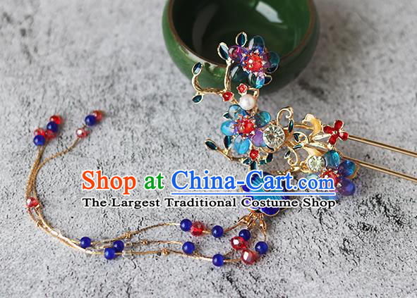Chinese Ancient Hanfu Blueing Hair Clip Hair Accessories Women Plum Blossom Hairpin Headwear