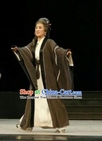 Traditional Chinese Peking Opera Old Women Dress Apparel Li Qingzhao Costumes Garment and Headwear
