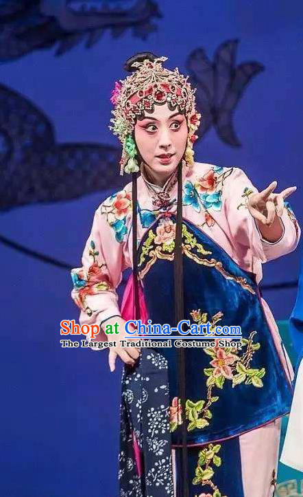 Chinese Traditional Peking Opera Xiaodan Apparel Garment the Wandering Dragon Toys with the Phoenix Young Lady Li Fengjie Costumes and Headwear